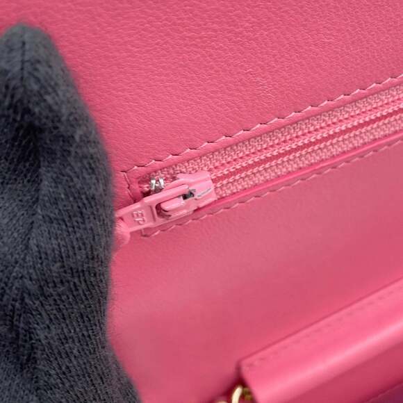 CHANEL Pink Lambskin Leather Logo Wallet - Picture 14 of 16